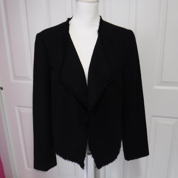 LOFT Jackets & Blazers - LOFT Outlet Jacket 16 Open Front Black Fringe NWT